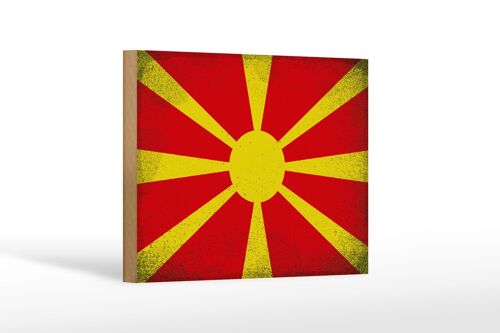 Holzschild Flagge Mazedonien 18x12 cm Macedonia Vintage Dekoration