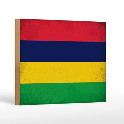 Cartello in legno bandiera Mauritius 18x12 cm Bandiera Mauritius decorazione vintage