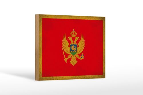 Holzschild Flagge Montenegro 18x12 cm Flag Vintage Dekoration