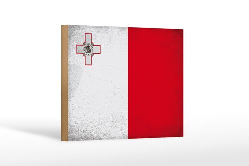 Holzschild Flagge Malta 18x12 cm Flag of Malta Vintage Dekoration