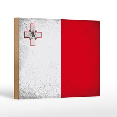 Letrero de madera bandera Malta 18x12 cm Bandera de Malta decoración vintage
