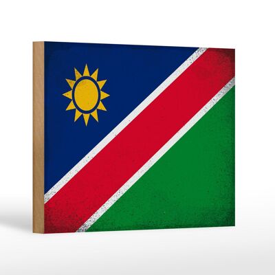 Bandera de madera Namibia 18x12 cm Bandera de Namibia decoración vintage