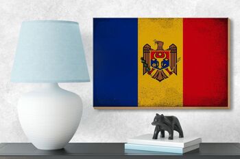 Panneau en bois drapeau Moldavie 18x12 cm Drapeau de Moldavie décoration vintage 3