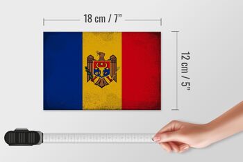 Panneau en bois drapeau Moldavie 18x12 cm Drapeau de Moldavie décoration vintage 4