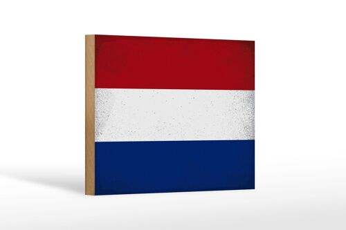 Holzschild Flagge Niederlande 18x12 cm Netherlands Vintage Dekoration