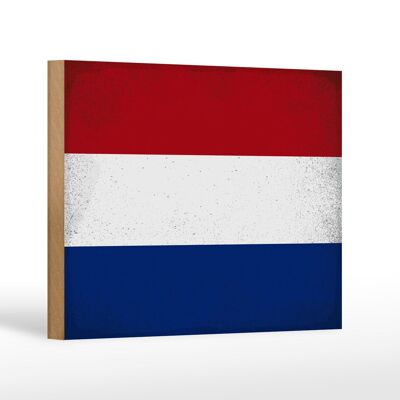 Letrero de madera bandera Países Bajos 18x12 cm Decoración vintage Países Bajos