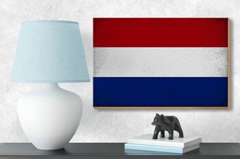 Panneau en bois drapeau Pays-Bas 18x12 cm Décoration vintage Pays-Bas 3
