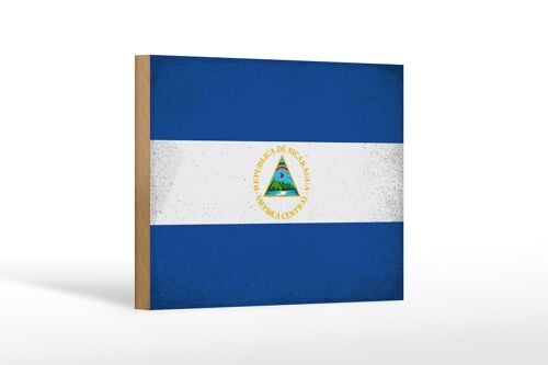 Holzschild Flagge Nicaragua 18x12cm Flag Nicaragua Vintage Dekoration