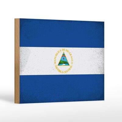 Letrero de madera bandera Nicaragua 18x12cm Bandera Nicaragua decoración vintage