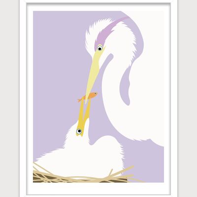 Poster for nursery: Purple herons. Artist: Alice RICARD 30x40
