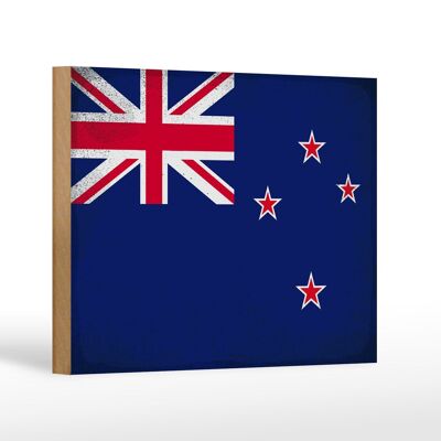 Letrero de madera bandera Nueva Zelanda 18x12 cm Decoración vintage de Nueva Zelanda