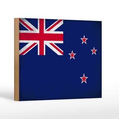 Holzschild Flagge Neuseeland 18x12 cm New Zealand Vintage Dekoration