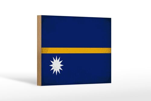 Holzschild Flagge Nauru 18x12 cm Flag of Nauru Vintage Dekoration
