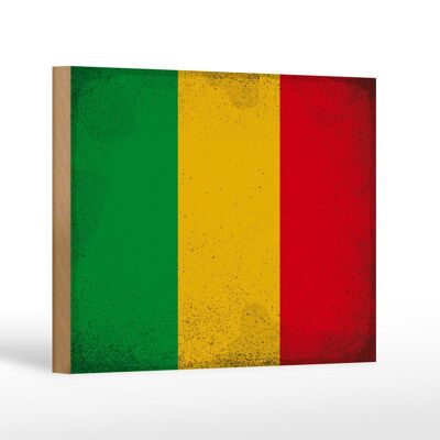 Panneau en bois drapeau Mali 18x12 cm Drapeau du Mali décoration vintage