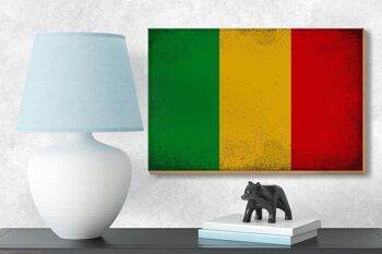 Panneau en bois drapeau Mali 18x12 cm Drapeau du Mali décoration vintage 3
