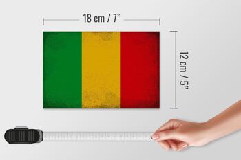 Panneau en bois drapeau Mali 18x12 cm Drapeau du Mali décoration vintage 4