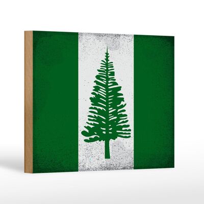 Cartello in legno bandiera Isola Norfolk 18x12 cm bandiera decorazione vintage