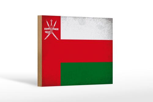 Holzschild Flagge Oman 18x12 cm Flag of Oman Vintage Dekoration