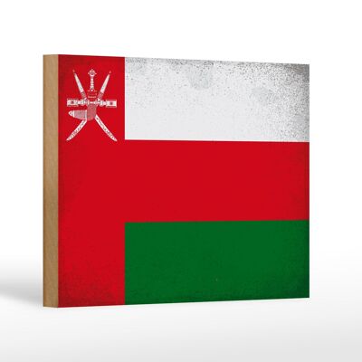 Cartello in legno bandiera Oman 18x12 cm Bandiera dell'Oman decorazione vintage