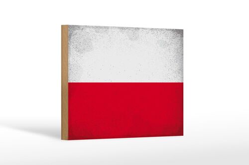 Holzschild Flagge Polen 18x12 cm Flag of Poland Vintage Dekoration