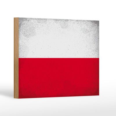 Holzschild Flagge Polen 18x12 cm Flag of Poland Vintage Dekoration