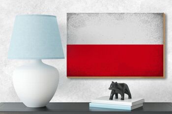 Panneau en bois drapeau Pologne 18x12 cm Drapeau de la Pologne décoration vintage 3