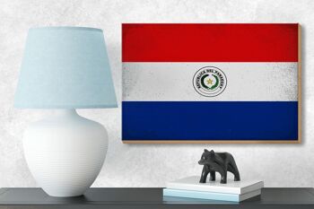 Panneau en bois drapeau Paraguay 18x12 cm Drapeau Paraguay décoration vintage 3