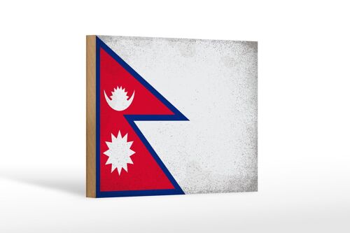 Holzschild Flagge Nepal 18x12 cm Flag of Nepal Vintage Dekoration