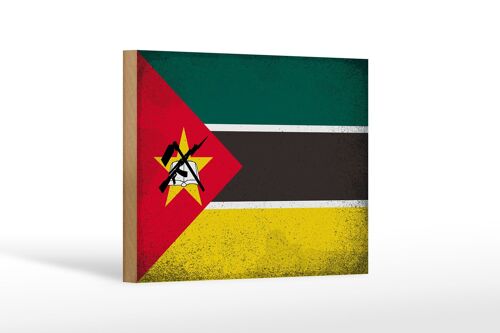 Holzschild Flagge Mosambik 18x12cm Flag Mozambique Vintage Dekoration