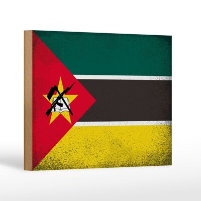 Letrero de madera bandera Mozambique 18x12cm Bandera Mozambique decoración vintage
