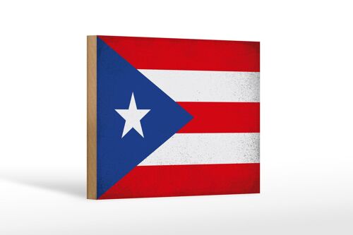 Holzschild Flagge Puerto Rico 18x12 cm Puerto Rico Vintage Dekoration