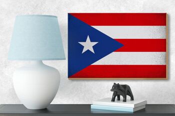 Panneau en bois drapeau Porto Rico 18x12 cm décoration vintage Porto Rico 3
