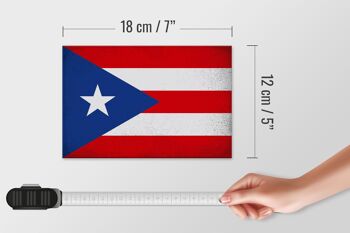 Panneau en bois drapeau Porto Rico 18x12 cm décoration vintage Porto Rico 4