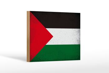 Panneau en bois drapeau Palestine 18x12cm Drapeau Palestine décoration vintage 1