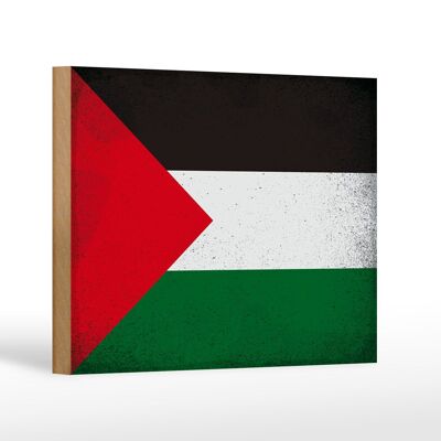 Holzschild Flagge Palästina 18x12cm Flag Palestine Vintage Dekoration