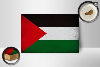 Panneau en bois drapeau Palestine 18x12cm Drapeau Palestine décoration vintage 2