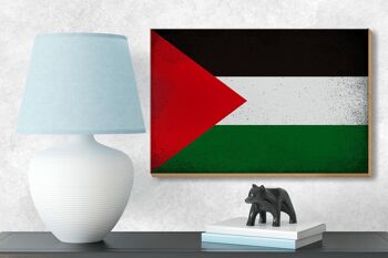 Panneau en bois drapeau Palestine 18x12cm Drapeau Palestine décoration vintage 3