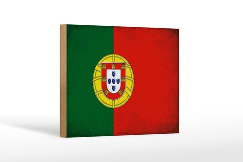 Holzschild Flagge Portugal 18x12 cm Flag Portugal Vintage Dekoration