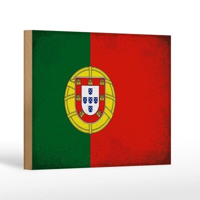 Holzschild Flagge Portugal 18x12 cm Flag Portugal Vintage Dekoration