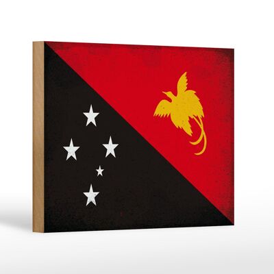 Holzschild Flagge Papua-Neuguinea 18x12 cm Guinea Vintage Dekoration