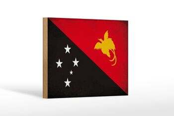 Panneau en bois drapeau Papouasie-Nouvelle-Guinée 18x12 cm Guinée décoration vintage 1