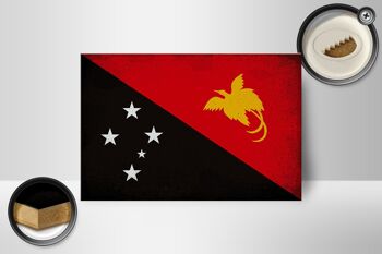 Panneau en bois drapeau Papouasie-Nouvelle-Guinée 18x12 cm Guinée décoration vintage 2