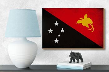 Panneau en bois drapeau Papouasie-Nouvelle-Guinée 18x12 cm Guinée décoration vintage 3
