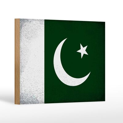 Letrero de madera bandera Pakistán 18x12 cm Bandera Pakistán decoración vintage