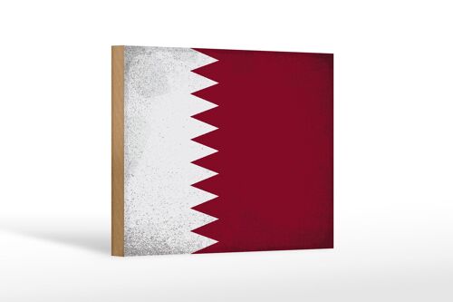 Holzschild Flagge Katar 18x12 cm Flag of Qatar Vintage Dekoration
