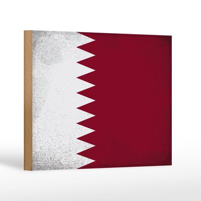 Holzschild Flagge Katar 18x12 cm Flag of Qatar Vintage Dekoration