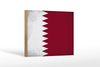Drapeau panneau en bois Qatar 18x12 cm Drapeau du Qatar décoration vintage 1