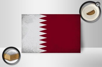 Drapeau panneau en bois Qatar 18x12 cm Drapeau du Qatar décoration vintage 2