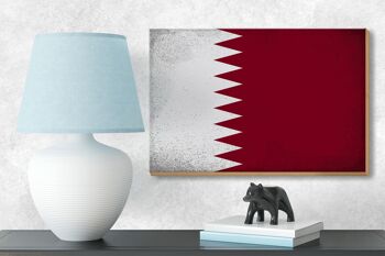 Drapeau panneau en bois Qatar 18x12 cm Drapeau du Qatar décoration vintage 3