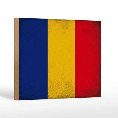 Holzschild Flagge Rumänien 18x12cm Flag of Romania Vintage Dekoration